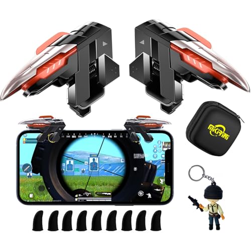 Mikirini 13 in 1 PUBG Mobile Controller Combo for iPhone & Android Phones | Cell Phone L2R2 4 Triggers for PUBG/Call of Duty/Fornite, 9pcs Finger Sleeves for gaming, Max Phone Thickness:13mm