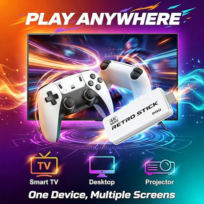 Retro Gaming Console Enjoy a Classic Gaming Experience Plug & Play Retro Game Tv Console Stick HDMI 4K Dual 2.4G Wireless Controllers Emulators