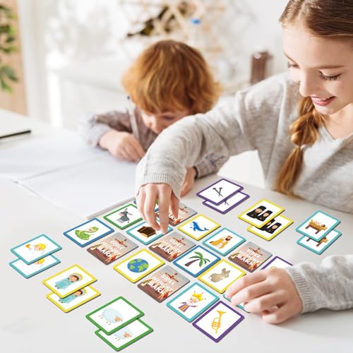 gisgfim 100 PCS Memory Matching Game Bible Concentration Memory Card Games for Kids Boys Girls Easter Educational A Fun & Fast Christian Preschool Homeschool VBS 2026 Biblical Theme Matching Games - style: Christian