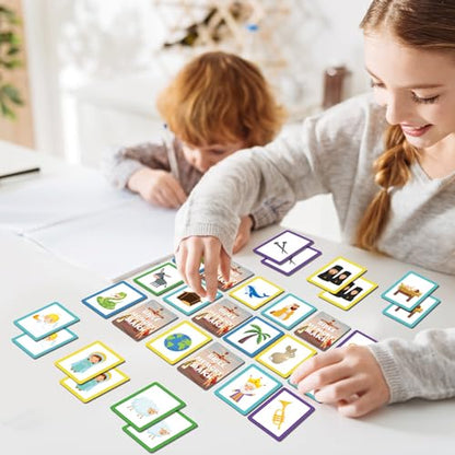 gisgfim 100 PCS Memory Matching Game Bible Concentration Memory Card Games for Kids Boys Girls Easter Educational A Fun & Fast Christian Preschool Homeschool VBS 2026 Biblical Theme Matching Games - style: Christian