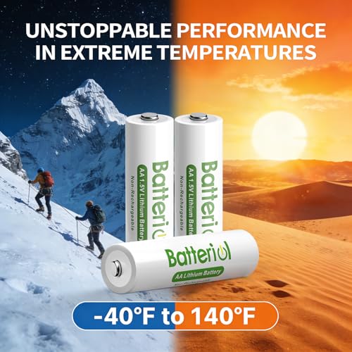 Lithium Batteries AA, Double A Batteries 3000mAh 1.5V Long Lasting for Blink Camera, Flashlight, Video Doorbell, Clocks, Remote Control, Non-Rechargeable (AA 4 Pack)