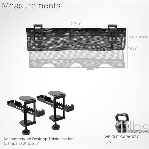 VIVO No Drill Clamp-on 24 inch Mesh Net Under Desk Cable Management Wire Organizer, Adjustable Home Office Standing Desk Cord Storage Sleeve, Black, DESK-AC24MH - size: 24"