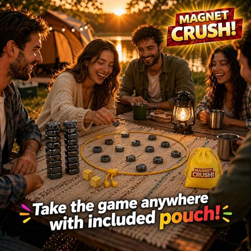 Magnet Crush Magnetic Strategy Board Game for Kids & Adults, Fun Tabletop Magnet Placement Game, STEM Educational Toy, Family Party Game, Travel Game, Puzzle Brain Teaser, Gift for Ages 9+