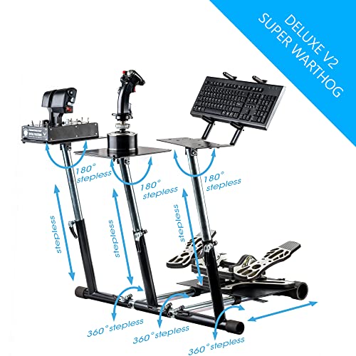 Wheel Stand Pro Super Warthog Flight stand Compatible With Thrustmaster HOTAS WARTHOG, Saitek/Logitech rudders. Rudders/mouse/keyboard/throttles not included.