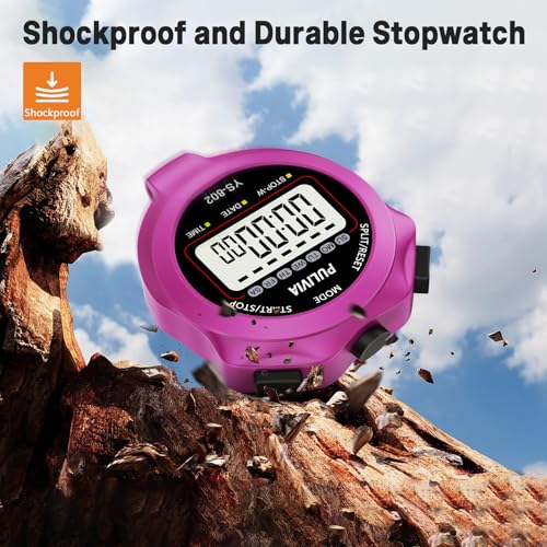 Sports Stopwatch Timer, Single Lap Split Digital Stop Watch for Sports Kids Coaches Swimming Running, Purple - color: Purple
