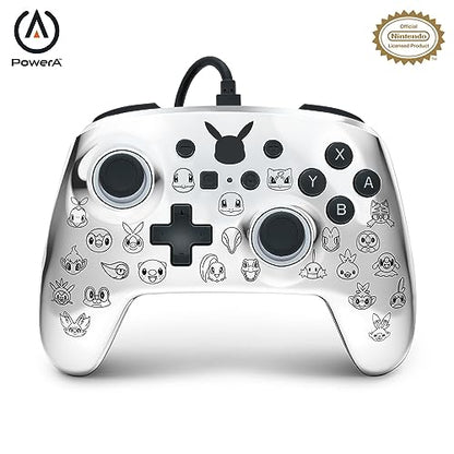 PowerA Enhanced Nintendo Switch and Switch 2 Wired Controller - Pikachu Black & Silver, Officially licensed - color: Pikachu Black & Silver