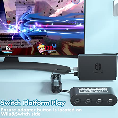 Gamecube Controller Adapter for Nintendo Switch / OLED / Switch 2 Gamecube Adapter, Compatible with PC WII U Switch2, Support 4 Gamecube Controller to Play Supper Smash Bros with 70IN Long Cable - size: Stable Version