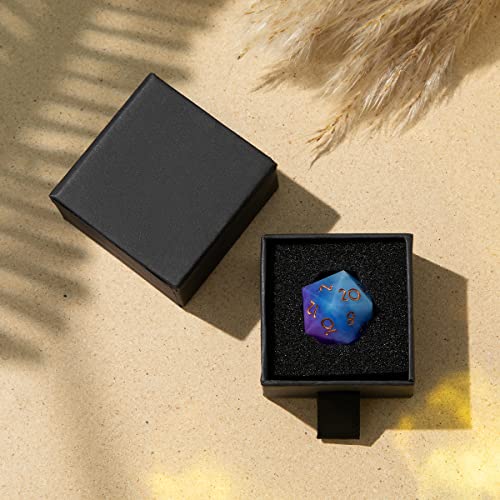 Single D20 Dice - 22mm, 20 Sided D&D Dice for Dungeons and Dragons, DND Dice with Resin Sharp Edge, Handmade Polyhedral for RPG, Roleplaying Games MTG Table Games(Gradual Purple) - color: D20-gradual Purple