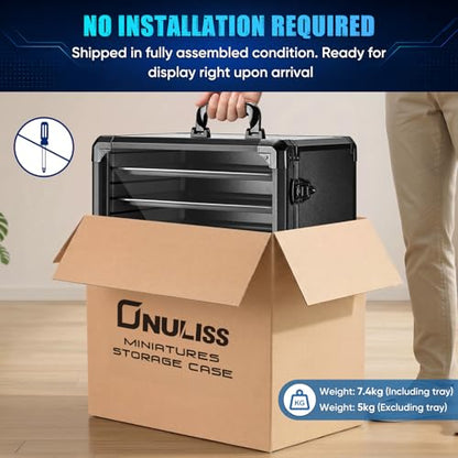 ONULISS Miniature Storage Case Miniatures Transport Case Aluminum Alloy Frame with Side Mesh Pouch 6 Trays (X-Large Size) - size: X-Large
