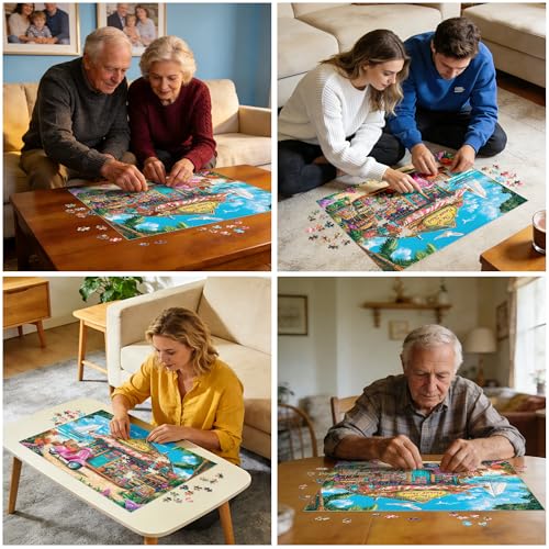 500 Pieces Puzzle for Adults, Beach House Flower Puzzle, Recycled Cardboard Jigsaw Puzzles 500 Pieces, Challenging Puzzles Game Home Art Decor Birthday Party Gift Toy for Teens Seniors 20.5 * 15 inch - style: Beach