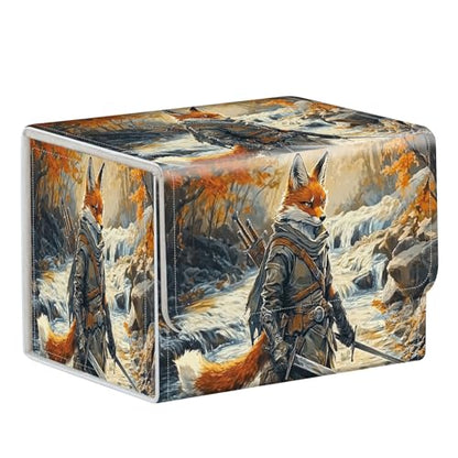 Commander Deck Box for Trading Cards - Fits 100+ Double Sleeved Cards, PU Leather MTG TCG Storage Case with Strong Magnetic Closure, Fox Knight - color: Fox Knight