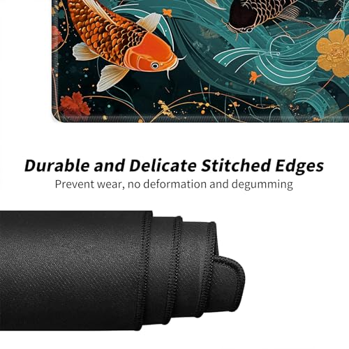 Gold and Black Fish for MTG & TCG Playmat Mouse Pad,BFDHGQZC 24" x 14" Game Mat for MTG/RPG/CCG Trading Card Game Playmats Table Mat Perfect for Card Games Video Games Computer Office - color: Gold and Black Fish