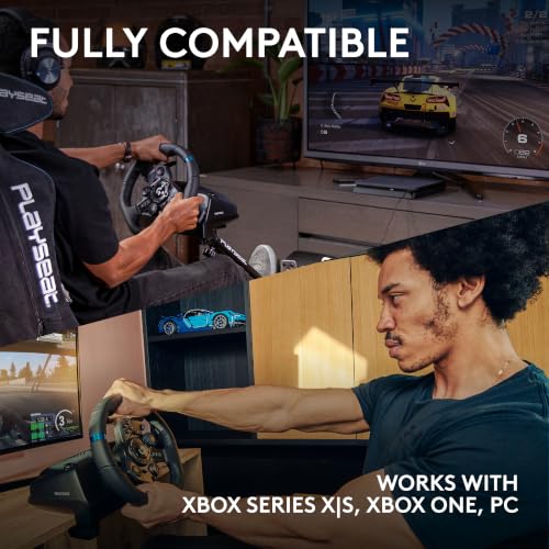 Logitech G923 Racing Wheel and Pedals for Xbox X|S, Xbox One and PC Featuring TRUEFORCE up to 1000 Hz Force Feedback, Responsive Pedal, Dual Clutch Launch Control, and Genuine Leather Wheel Cover - style: Xbox|PC