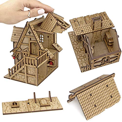TowerRex Village DND Terrain 28mm Terrain DD Table Fantasy Miniature for Warhammer, Pathfinder, D&D