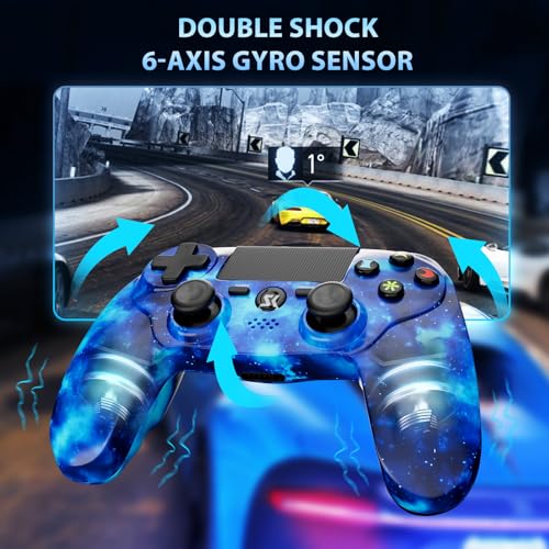 Kujian Wireless Controller for PS4, 2 Pack Controller Compatible with Playstation 4/Pro/Slim/PC Remote Control, Double Vibration, Touch Pad, Six-axis Motion Sensor, Stereo Headphone Jack(Blue & Red) - color: Blue & Red