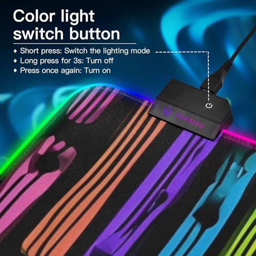 Vivid Stripe Print Gaming Mouse Pad Large Keyboard Mat with Multiple RGB Light Modes Anti Slip Rubber Base Large - size: Large