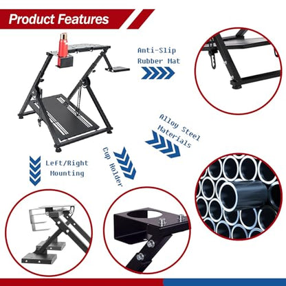 Minneer X-Shape Foldable Racing Steering Wheel Stand Fit for Logitech/Thrustmaster/Fanatec G29/G920/G923/T248/T300/TX Driving Gaming Simulator Cockpit(Wheel, Pedal, Handbrake Not Included)