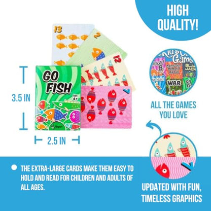 Regal Games Card Games for Kids - Go Fish, Crazy 8's, Old Maid, Slap Jack, Garbage Monsters, War - Simple & Fun Classic Family Table Game Sets (3 x 6) - color: Set of 18 Decks