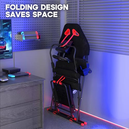 DIWANGUS Racing Wheel Stand Sim Racing Cockpit with Racing Chair Seat Foldable Adjustable Sim Racing Cockpit for Logitech G29 G920 G923 G27 G25 T248 T300RS PS4 PS5