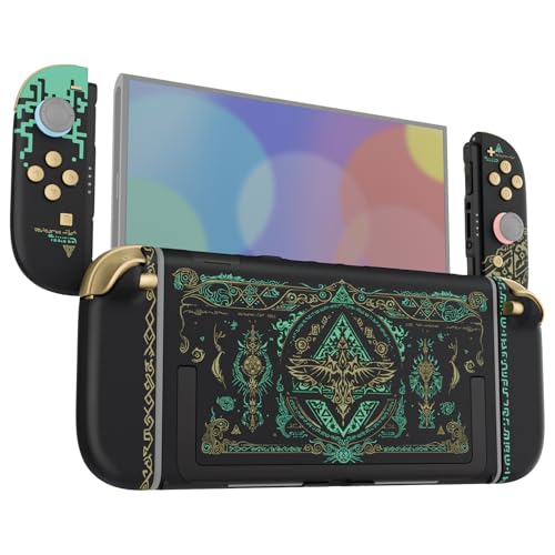 eXtremeRate DIY Replacement Shell Buttons for Nintendo Switch 2, Full Set Back Plate Controller Housing with Buttons for Switch 2 Handheld Console & Joycon 2 - Deluxe Version - Totem of Kingdom Black - color: Glow in Dark - Totem of Kingdom Black