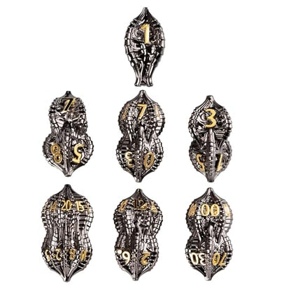 7-Piece Metal Dice Set DND Dice with Dragon Claw Design - Perfect for Dungeons & Dragons RPG Tabletop Role-Playing Games - color: Dragon Claw-black Gold
