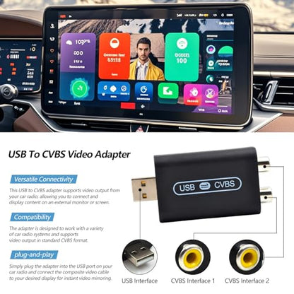 USB to CVBS Video Adapter for Car Radio, Video Output Support