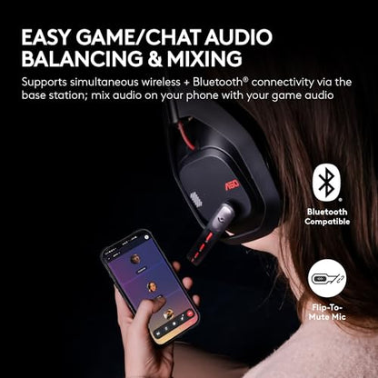 Logitech G Astro A50 Multi-Platform Wireless Gaming Headset - Black | For PS5, Xbox, PC, Switch - PLAYSYNC Audio Switcher, <16 bit/48kHz (Console), <24 bit/48 kHz (PC), <24hr Battery, 2.4GHz & BT - color: Black, style: PLAYSYNC Audio