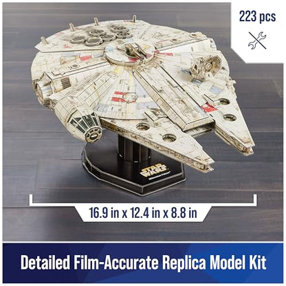 4D Build Star Wars Millennium Falcon 3D Model Kit, Star Wars Gifts, Desk Decor for Fans & Collectors, 223 Pieces, 3D Puzzles, Gift Ideas for Ages 12 & Up - style: Millennium Falcon 223 pcs