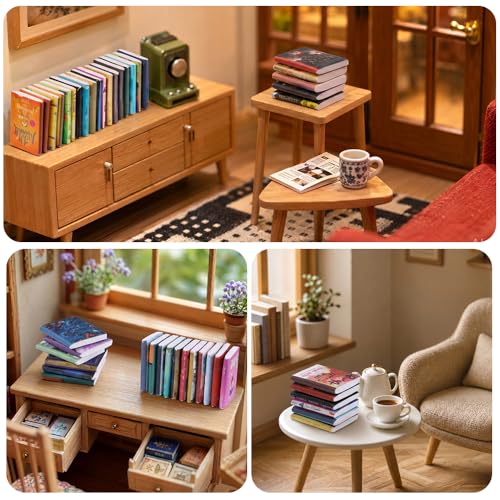 500pcs Mini Books Miniatures Dollhouse Books for Anxiety Bookshelf Library | Tiny Plastic Books for Dollhouse Decor Accessories DIY Crafting Bookshelf Fillers - style: 500pcs Mini Books