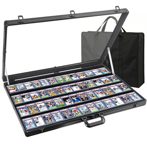 Card Display Case Aluminum Trade Show Display Case Large Portable Trading with Lock for Collectibles, Sports Cards. 34IN x 22IN - Black - size: 34"X 22'-Black