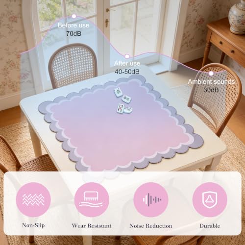 MMahjong Mat for Table 31.25"x31.25" - Anti-Slip American Mahjong Mat with Carrying Bag, Dice & Wind Indicator, Noise-Reducing Table Cover for Mahjong Poker Board Games, Pink - color: Pink