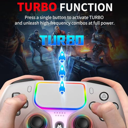 NBCP for PlayStation 5 Wired Game Controller,Compatible With PS5, PS4,PC and Steam Gamepads,Dual Vibration and Hall Effect Triggers,6-Axis Gyroscope,Turbo Function and 3.5mm Headphone Jack - color: Rose Gold