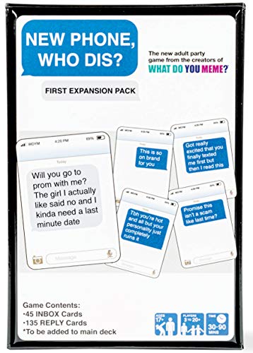 WHAT DO YOU MEME? New Phone, Who Dis? Expansion Pack Party Game by Relatable, Add to The New Phone, Who Dis? Core Game, Includes 45 Inbox Cards & 135 Reply Cards - style: Expansion Pack #1
