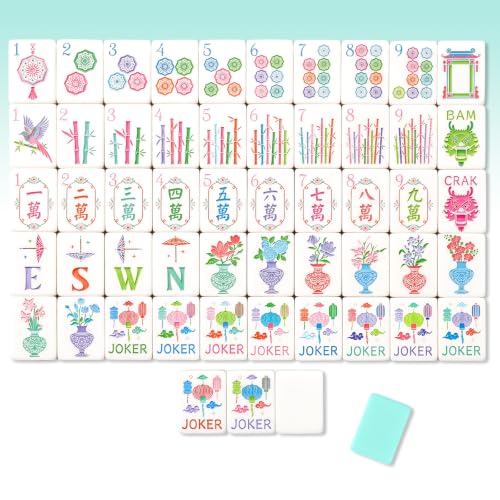 Simgoing 160 Pcs 1.2 Inch American Mahjong Sets Mahjong Tiles Melamine Engraved Multi-Layer Mah Jong Ideal for Home & Party Games, Tiles Only(Modern,Mint Green) - color: Mint Green, style: Modern