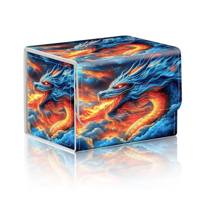 Trading Card Storage Box, Holds 100+ for MTG Cards, Premium PU Leather with Magnetic Closure, Blue Dragon Breathing Fire Durable Deck Box for Magic the Gathering, Trading Card Games - color: Blue Dragon Breathing Fire