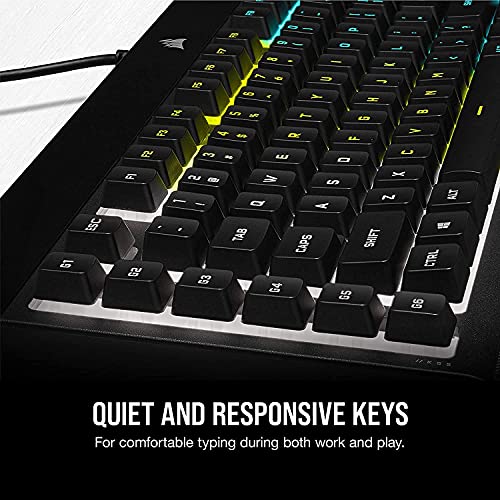 Corsair K55 RGB PRO Membrane Wired Gaming Keyboard – QWERTY US Layout, IP42 Dust and Spill-Resistant – 6 Macro Keys with Elgato Integration – iCUE Compatible – PC, Mac, Xbox – Black - color: Black, style: K55 RGB PRO