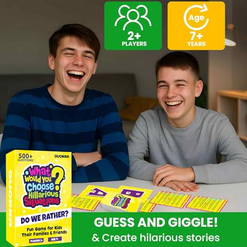 QUOKKA Card Game for Teens, Kids & Adults – 500+ Hilarious Situations | What Would You Choose Challenge | Family & Party for Game Nights, Friends, Travel & Sleepovers, Age 7+ - color: 4. Hillarious Situations