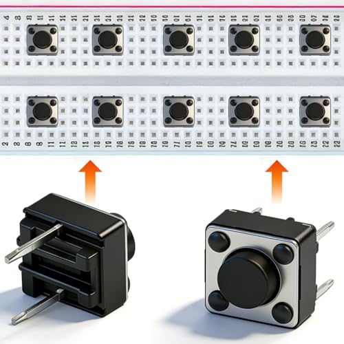 TWTADE 100Pcs Micro Momentary Tactile Push Button Switch 6x6x5mm 2 Pin Tact Switch Assortment Kit - color: Black-2 Pin 6x6x5mm