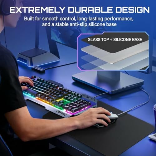 Tempered Glass Gaming Mouse Pad - Large 400×500×3mm (Obsidian Black) Thin Large Hard Mat, No - Slip Base for High - DPI Precision, Scratch - Resistant Smooth Surface, FPS/MOBA/Office Use - color: Obsidian Black, size: Large