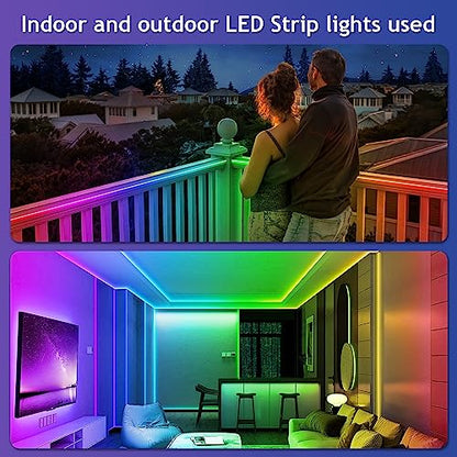 LETIANPAI 200ft Outdoor LED Strip Lights Waterproof, IP68 Outside Led Light Strips with App and Remote,Music Sync RGB Exterior Rope Self Adhesive Back for Deck,Balcony,Pool - size: 200FT Outdoor