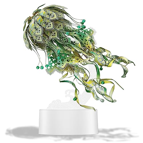 Piececool 3D Metal Puzzles for Adults - Marine Organism Jellyfish Night Light with USB Plug, Hobbies DIY Metal Arts & Crafts 3D Model Building Kits, Creative Gifts & Home Decor - color: Green