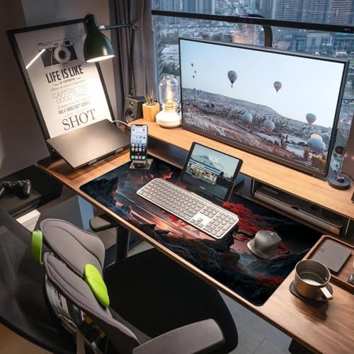 Extended Gaming Mouse Pad, Large Mouse Mat 3 mm Nature Rubber Base Mousepad with Stitched Edges, Non-Slip Desk Mat for Office Home Great Gift 31.5x11.8 Inch (Dark Canyon 2) - color: Dark Canyon 2