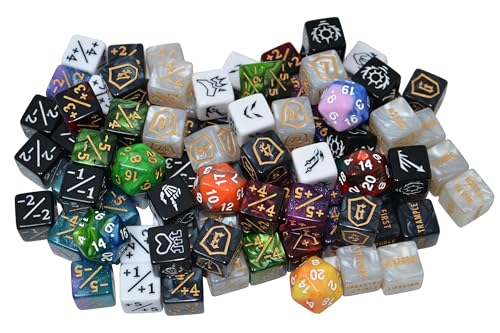 90 Pieces MTG Counter Dice Plus 1 Tokens Life Token Dice Set +1/-1 Counters Keywords Counters Dices D6 Dice Bulk with Pouch for Magic The Gathering. Card Game Accessories, TCG, CCG