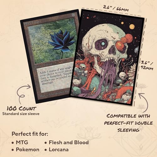 Psychedelic Skull 2 - MTG Card Sleeves, 104ct, Standard Size | Perfect for Double Sleeving, Smudge Resistant Matte Back, Standard 66x92mm - Compatible with Magic The Gathering & TCG Cards - color: Psychedelic Skull 2