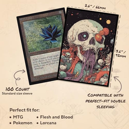 Psychedelic Skull 2 - MTG Card Sleeves, 104ct, Standard Size | Perfect for Double Sleeving, Smudge Resistant Matte Back, Standard 66x92mm - Compatible with Magic The Gathering & TCG Cards - color: Psychedelic Skull 2
