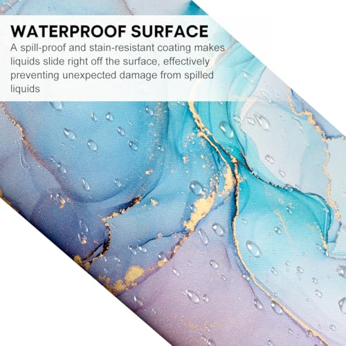 JIKIOU Ergonomic Keyboard Wrist Rest &Large Mouse Pad&Mouse Wrist & Cup Pad | Cute Cloud Shape, 4 in 1 Memory Foam Desk Mat, Ultra-smooth Surface, Savior of Wrist Pain, Anti-slip Rubber Base, Waterproof - color: 06Marble Blue