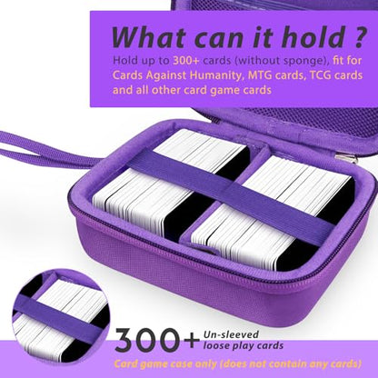 300+ Game Card Storage Case for UNO/Five Crowns/SKYJO Playing Card | Portable Card Deck Holder Box Compatible with Bicycle/Phrase 10/PlayMonster/Exploding Kittens Card Games, Purple (Case Only) - color: Purple