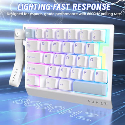 A.JAZZ AK029 Wired 29 Keys One-Handed RGB Gaming Keyboard with 8000HZ,0.01mm RT Magnetic Switches Adjustable Actuation,Hotswappable Mechanical Keyboard,Aluminum Plate,Web Driver for Gamers-White - color: White