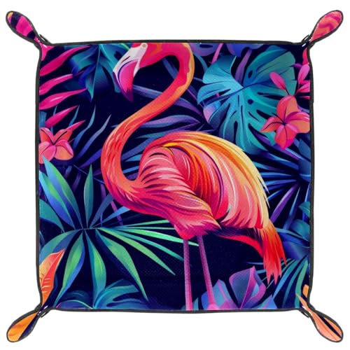 Flowers Leaves Flamingo Dice Tray Dice Rolling Tray Folding Dice Holder for Dice Games, Like RPG, DND and Other Table Games - color: Multi 7