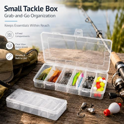 10 Pcs Clear Tackle Box Organizer, Small Tackle Box, Transparent 8.2 x 4.6 x 1.3 in Plastic Storage Cases for Fishing Gear, Beads, Screws and Crafts